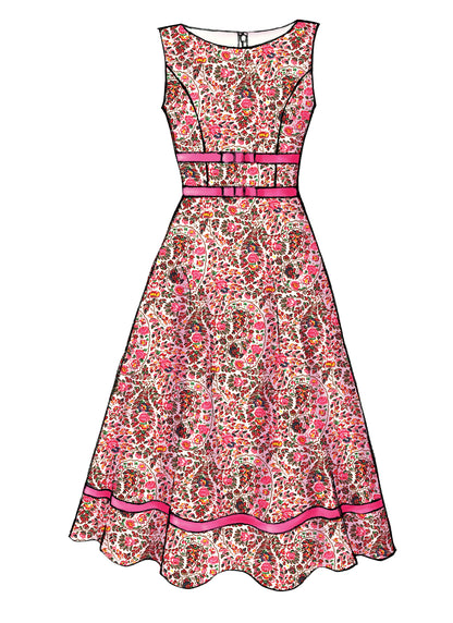 Butterick B4443 sewing pattern envelope showing the fitted bodice dress designs