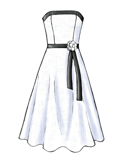 Butterick B4443 sewing pattern envelope showing the fitted bodice dress designs