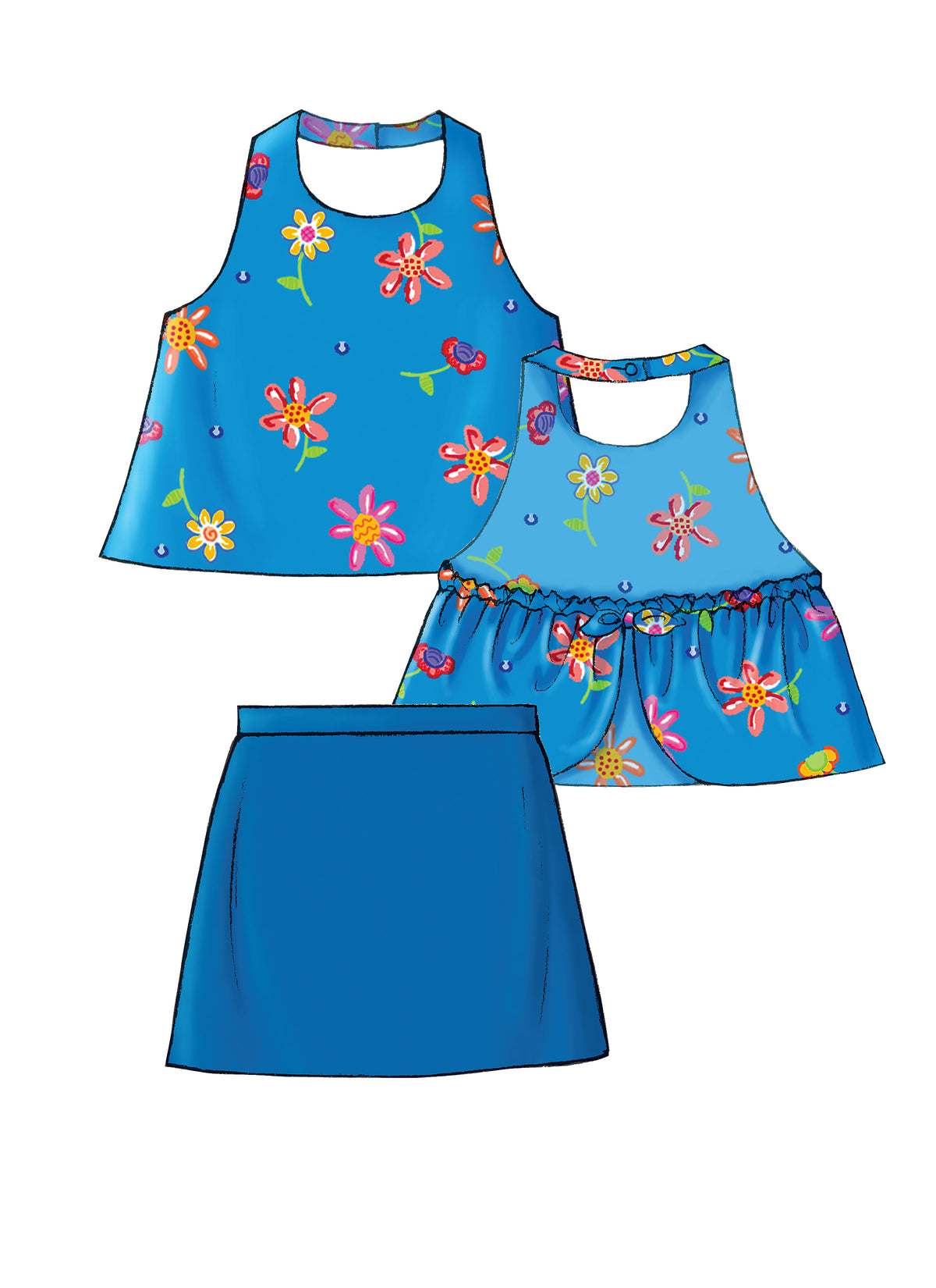 Butterick B4503 sewing pattern envelope showing the children's halter top designs