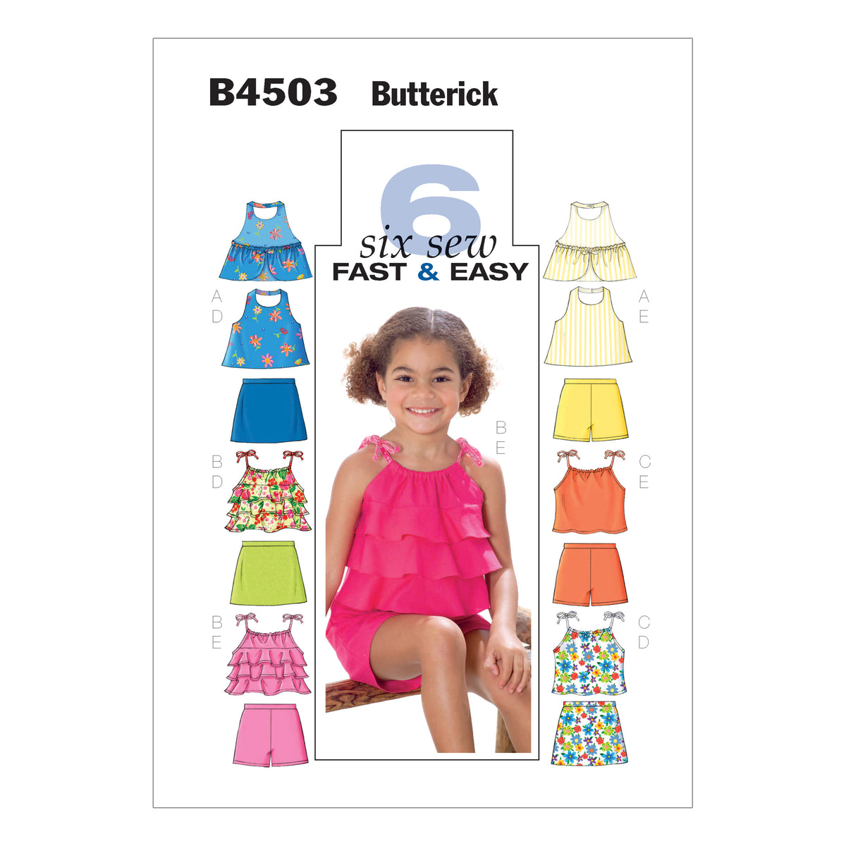 Butterick B4503 sewing pattern envelope showing the children's halter top designs