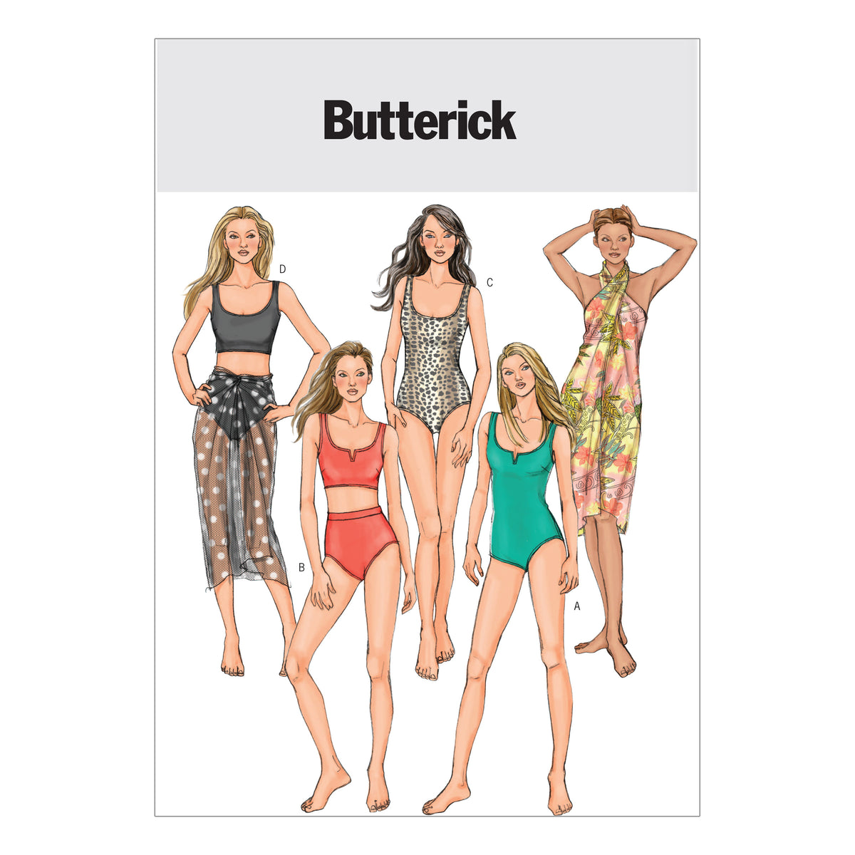 Butterick B4526 sewing pattern envelope showing the swimsuit designs
