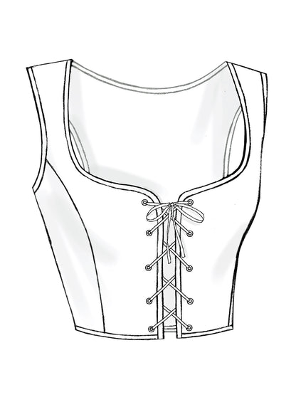 Butterick B4669 sewing pattern envelope showing the corset costume designs