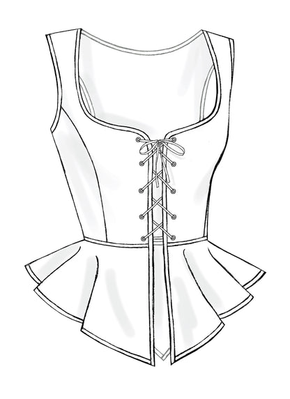 Butterick B4669 sewing pattern envelope showing the corset costume designs