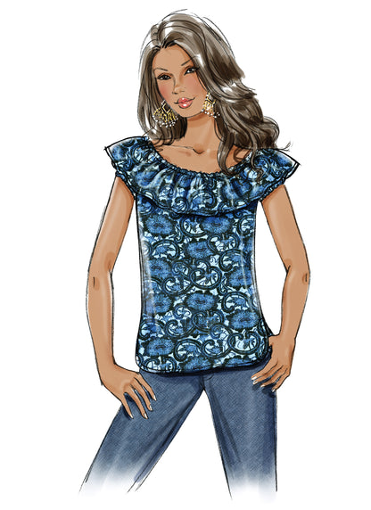 Butterick B4685 sewing pattern envelope showing the pullover top designs