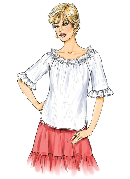 Butterick B4685 sewing pattern envelope showing the pullover top designs
