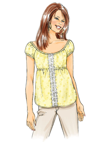 Butterick B4685 sewing pattern envelope showing the pullover top designs