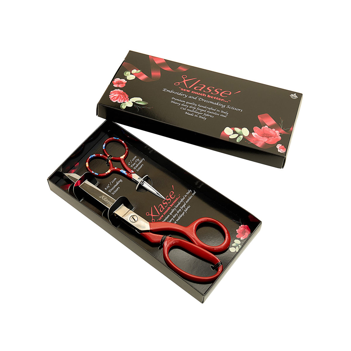 Klasse dressmaking shears and small embroidery scissors in a gift box
