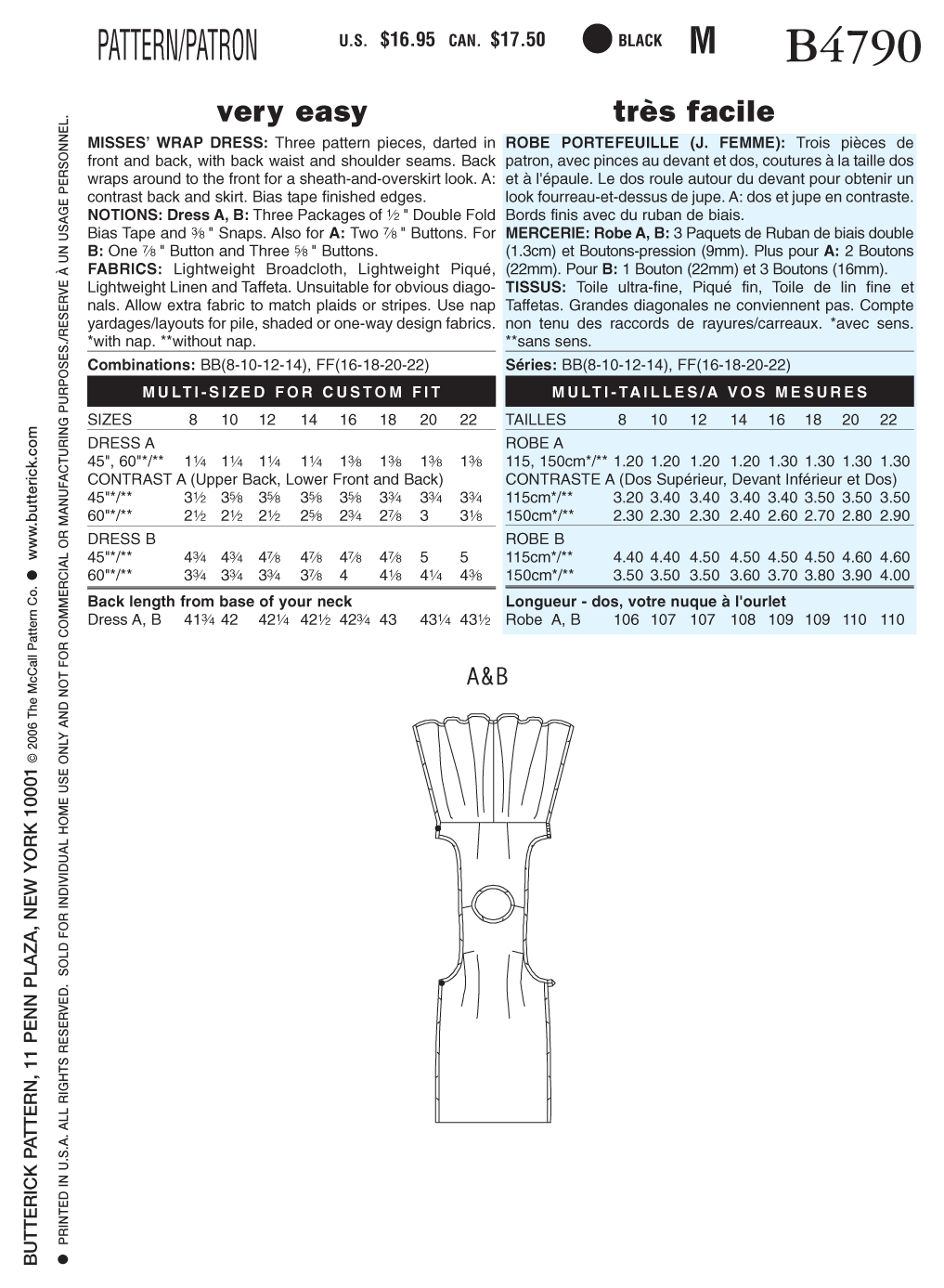 Butterick B4790 sewing pattern envelope showing the simple dress designs