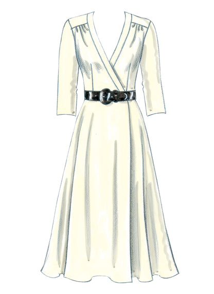 Butterick B5030 sewing pattern envelope showing the wrap dress designs