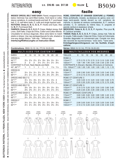 Butterick B5030 sewing pattern envelope showing the wrap dress designs