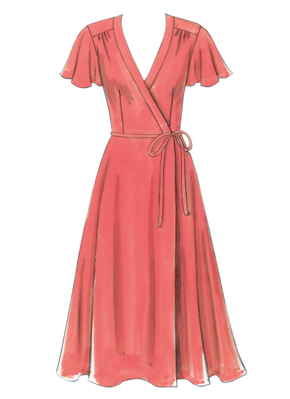 Butterick B5030 sewing pattern envelope showing the wrap dress designs