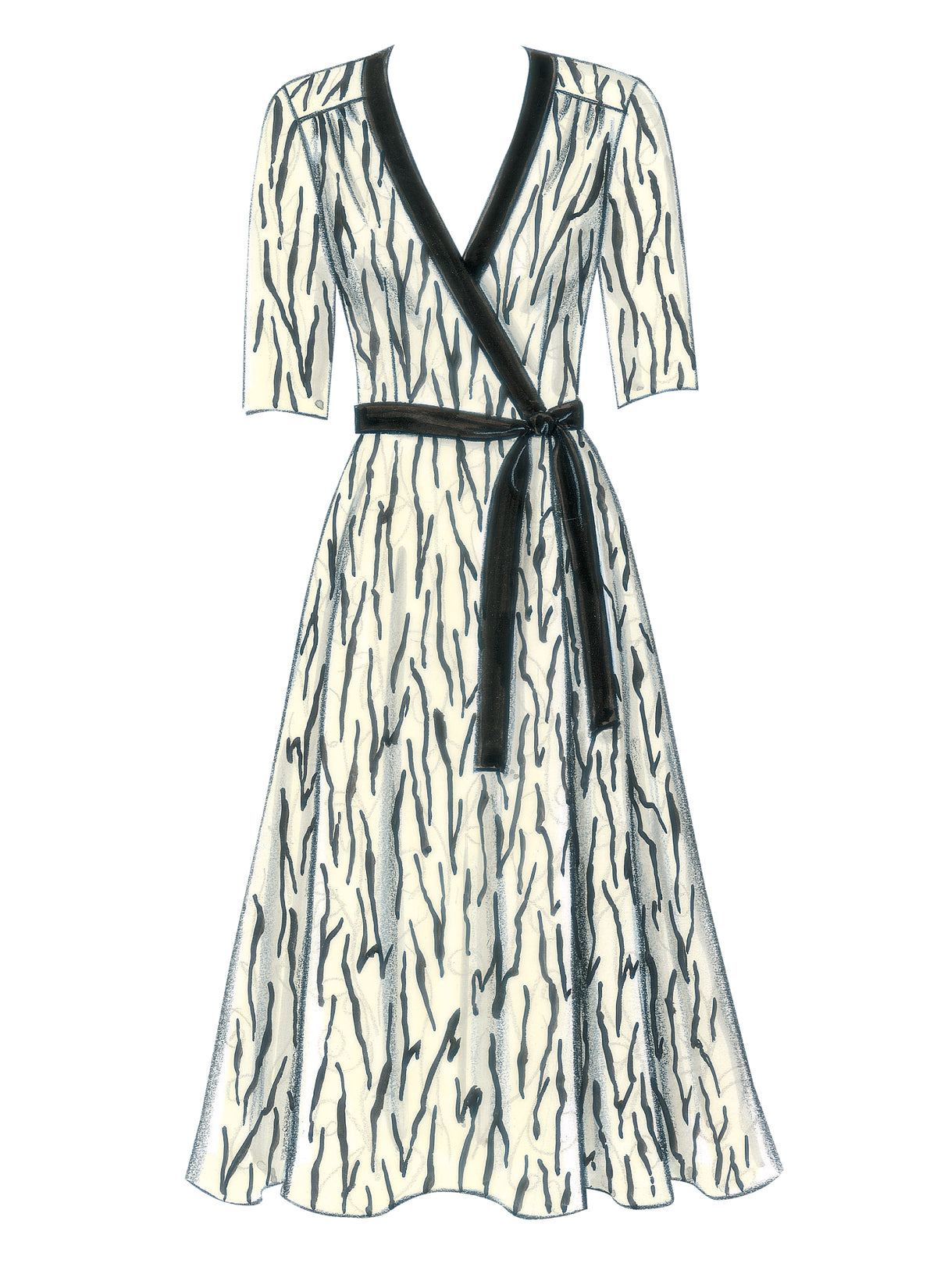 Butterick B5030 sewing pattern envelope showing the wrap dress designs