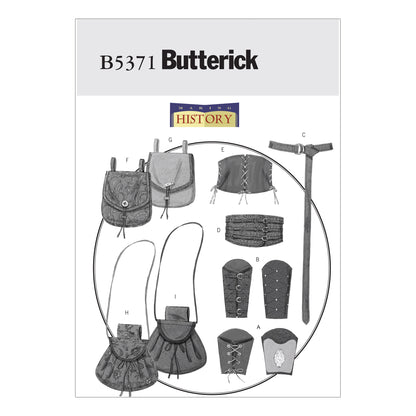 Butterick B5371 sewing pattern envelope showing the wrist bracer costume designs