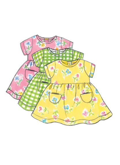 Butterick B5624 baby dress, romper & jumpsuit sewing pattern envelope