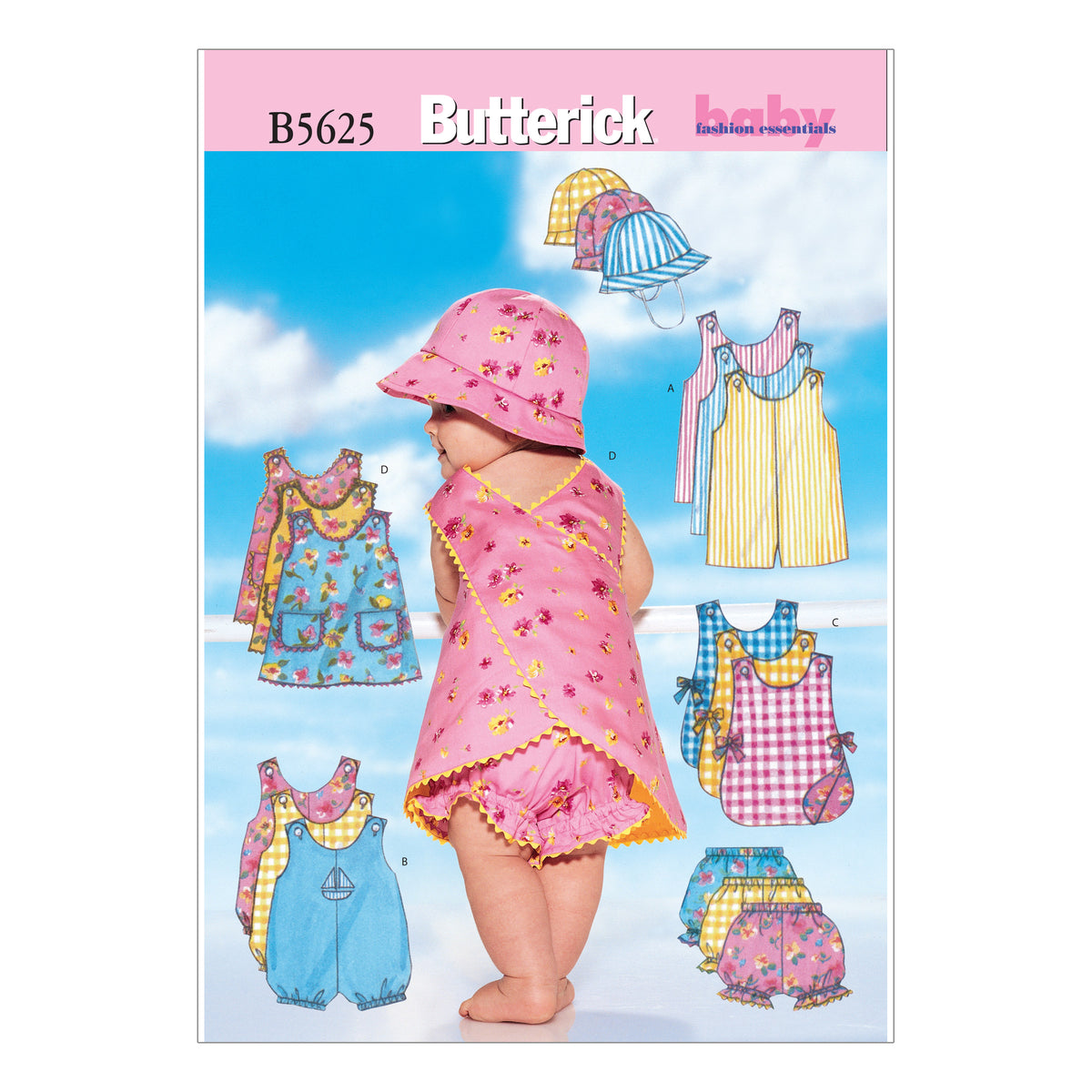 Butterick B5625 baby romper & jumper sewing pattern envelope
