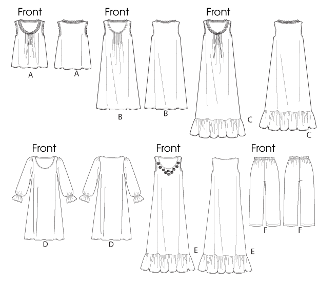 Butterick B5792 misses' nightwear top & gown sewing pattern envelope
