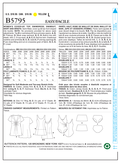 Butterick B5795 women's plus size cover-up sewing pattern envelope