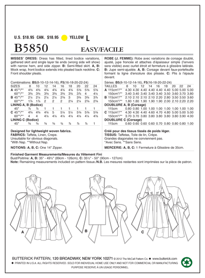 Butterick B5850 misses' dress sewing pattern envelope