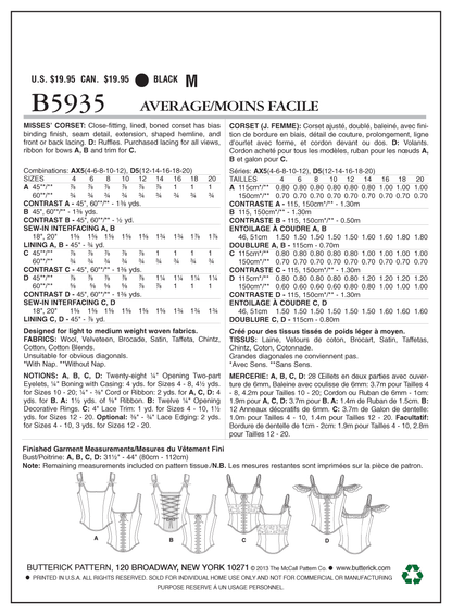 Butterick B5935 misses' corset sewing pattern envelope