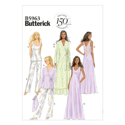 Butterick B5963 sewing pattern envelope showing wrap robe designs