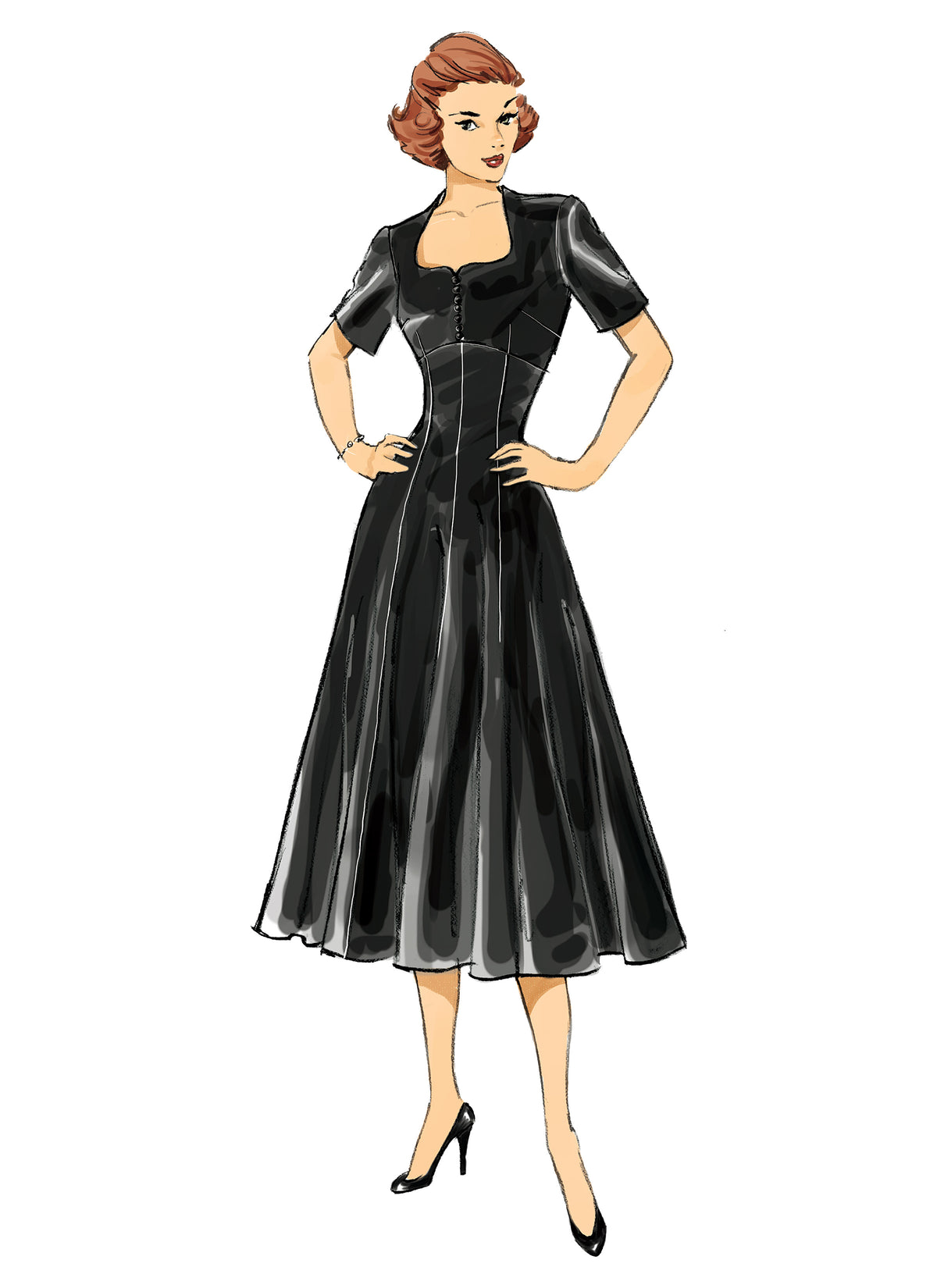 Butterick B6018 sewing pattern envelope showing fitted dress designs