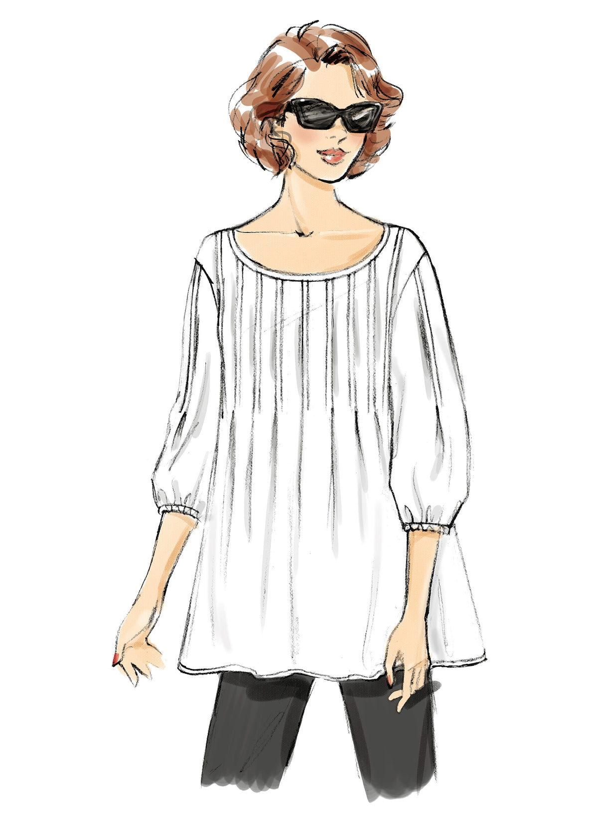 Butterick B6024 sewing pattern envelope showing pullover top designs