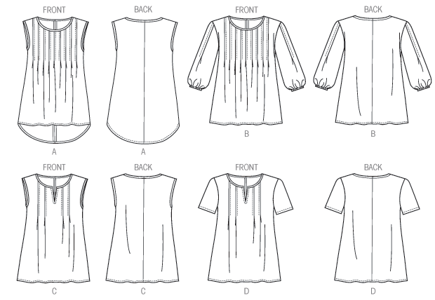 Butterick B6024 sewing pattern envelope showing pullover top designs