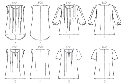 Butterick B6024 sewing pattern envelope showing pullover top designs