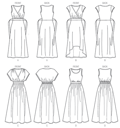 Butterick B6051 sewing pattern envelope showing pullover dress designs