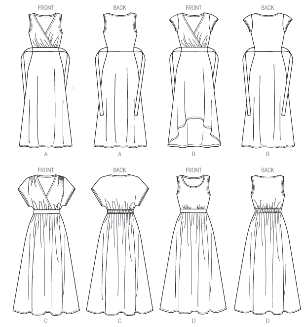 Butterick B6051 sewing pattern envelope showing pullover dress designs
