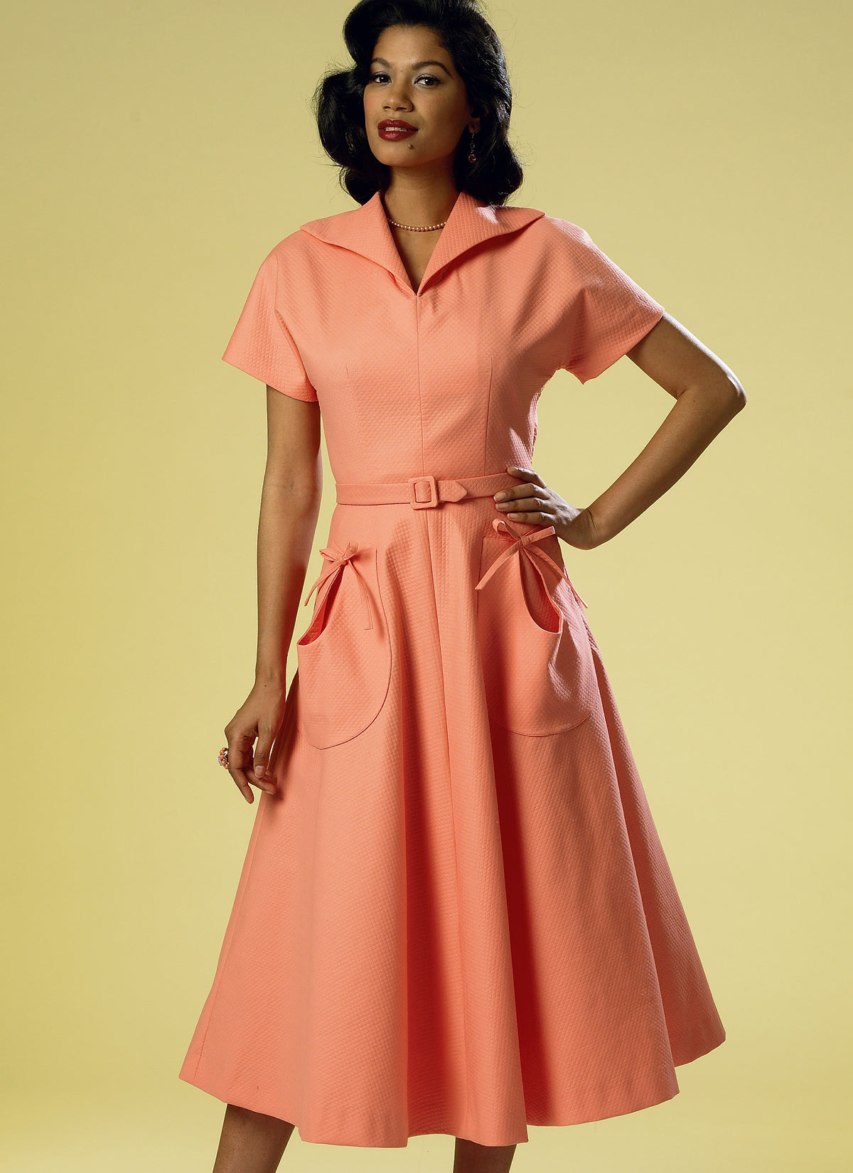 Butterick B6055 sewing pattern envelope showing belted dress designs