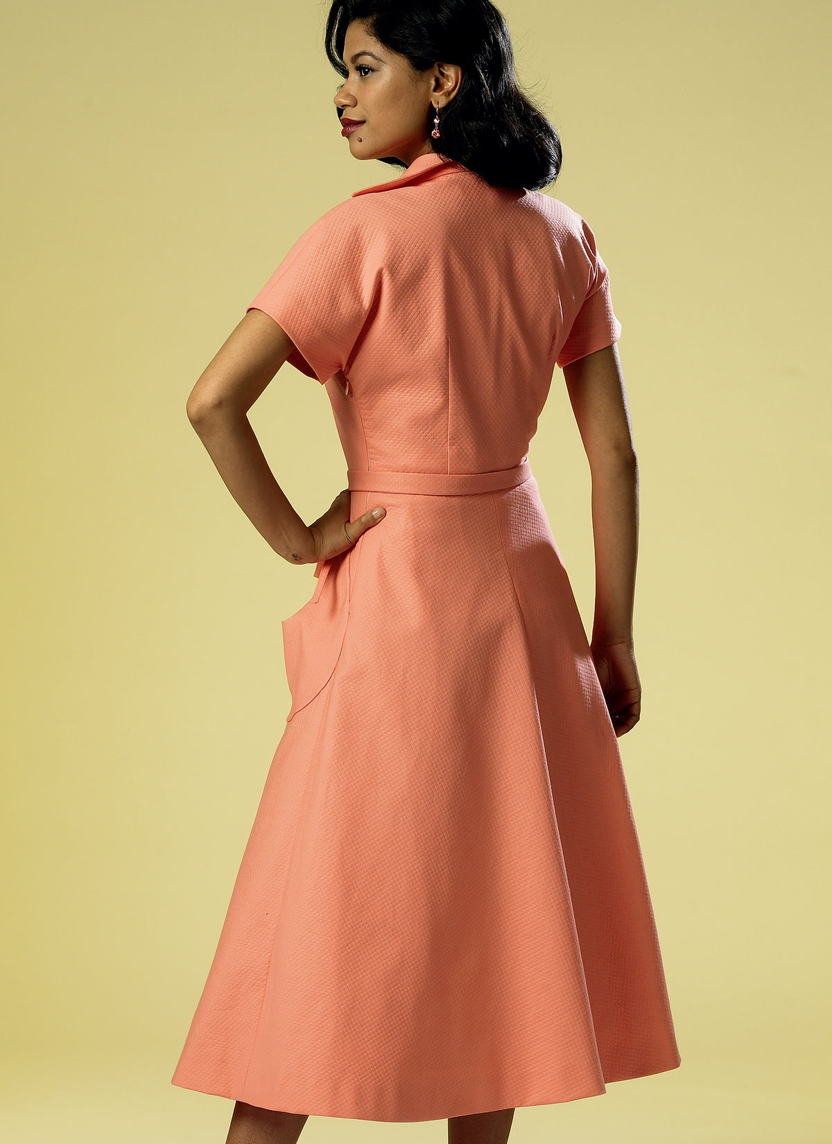 Butterick B6055 sewing pattern envelope showing belted dress designs