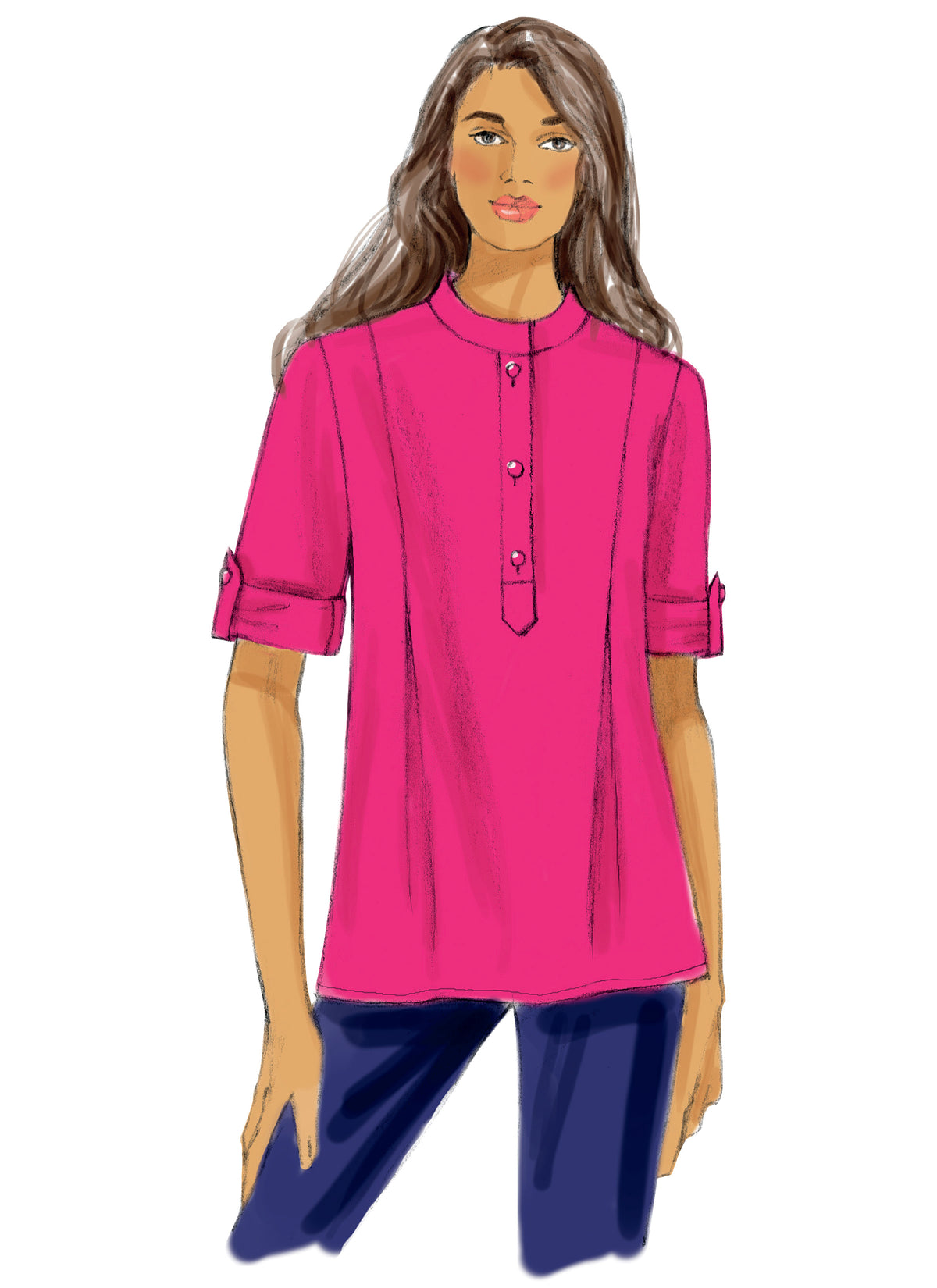 Butterick B6099 sewing pattern envelope showing tunic top designs