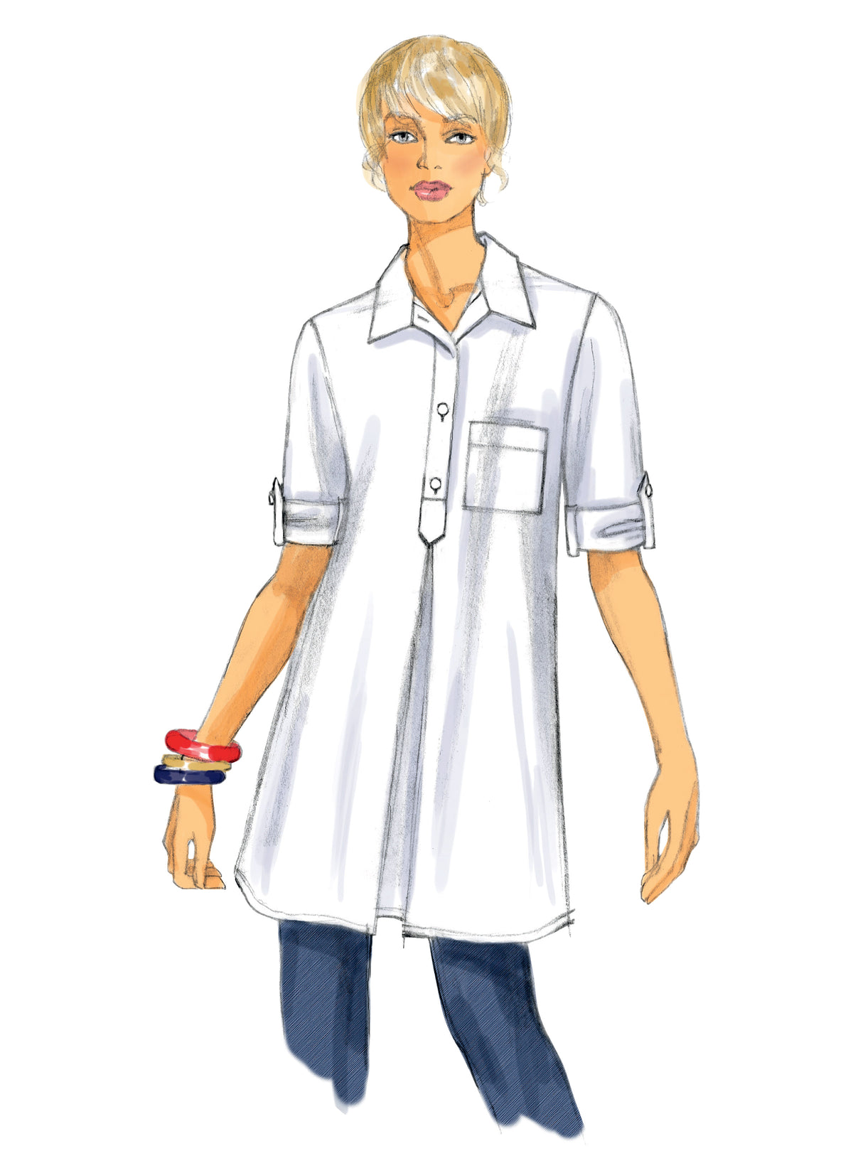 Butterick B6099 sewing pattern envelope showing tunic top designs