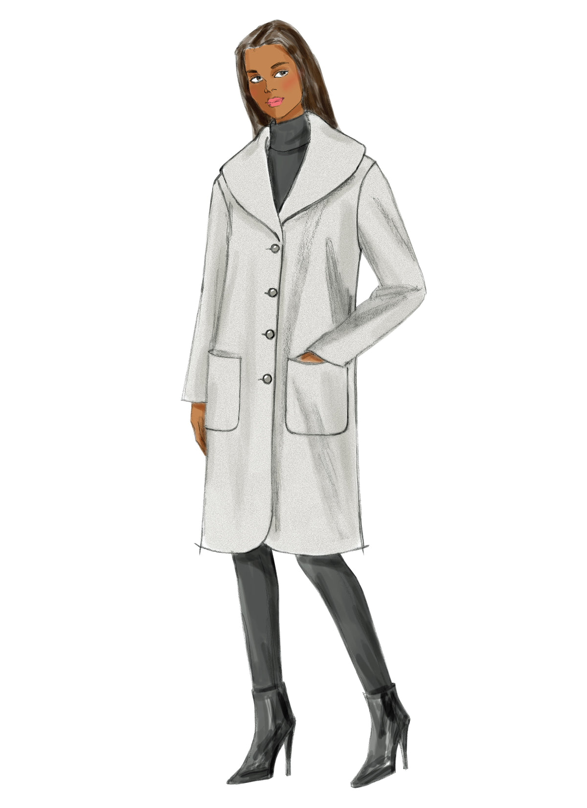 Butterick B6107 sewing pattern envelope showing unlined coat designs