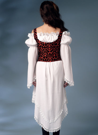 Butterick B6114 sewing pattern envelope showing flared dress designs