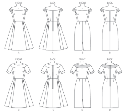 Butterick B6129 sewing pattern envelope showing lined bodice dress designs