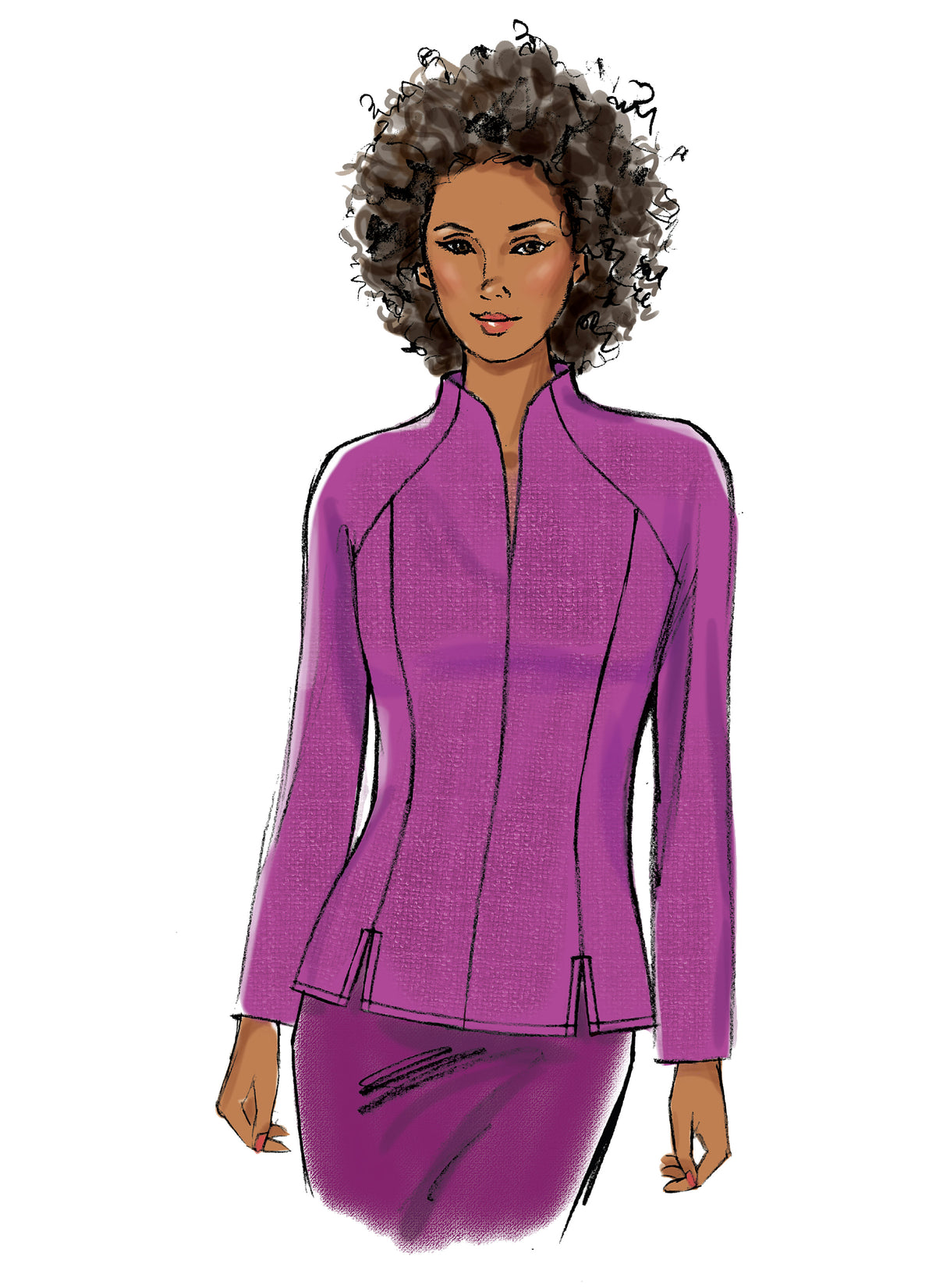 Butterick B6134 sewing pattern envelope showing fitted top designs