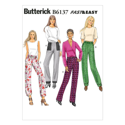 Butterick B6137 sewing pattern envelope showing trousers designs