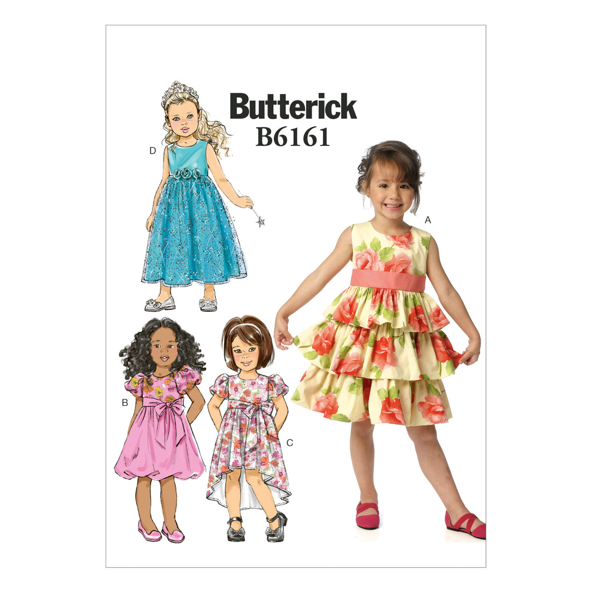 Butterick B6161 sewing pattern envelope showing lined dress designs