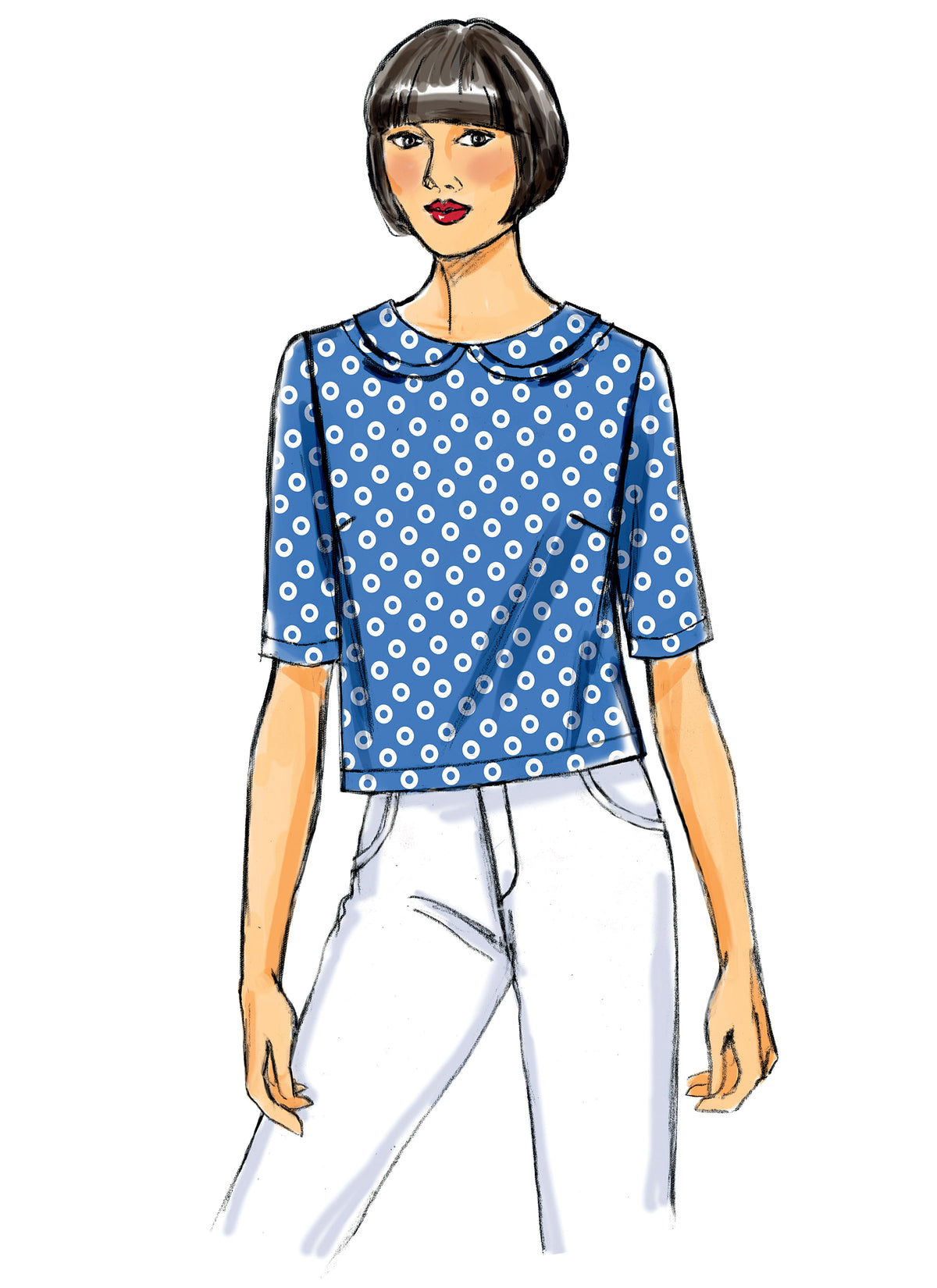 Butterick B6175 sewing pattern envelope showing pullover top designs