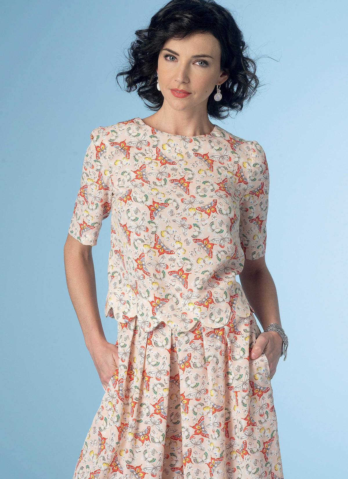 Butterick B6175 sewing pattern envelope showing pullover top designs