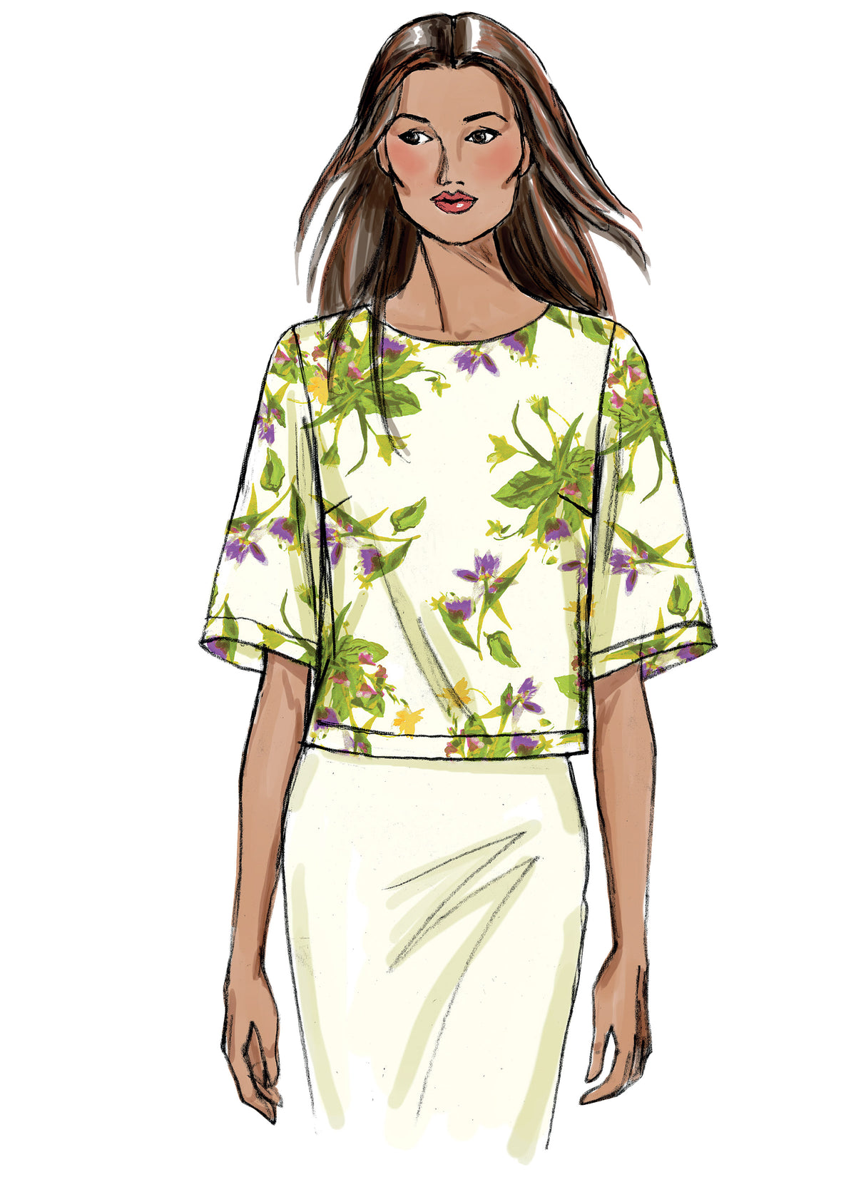 Butterick B6175 sewing pattern envelope showing pullover top designs