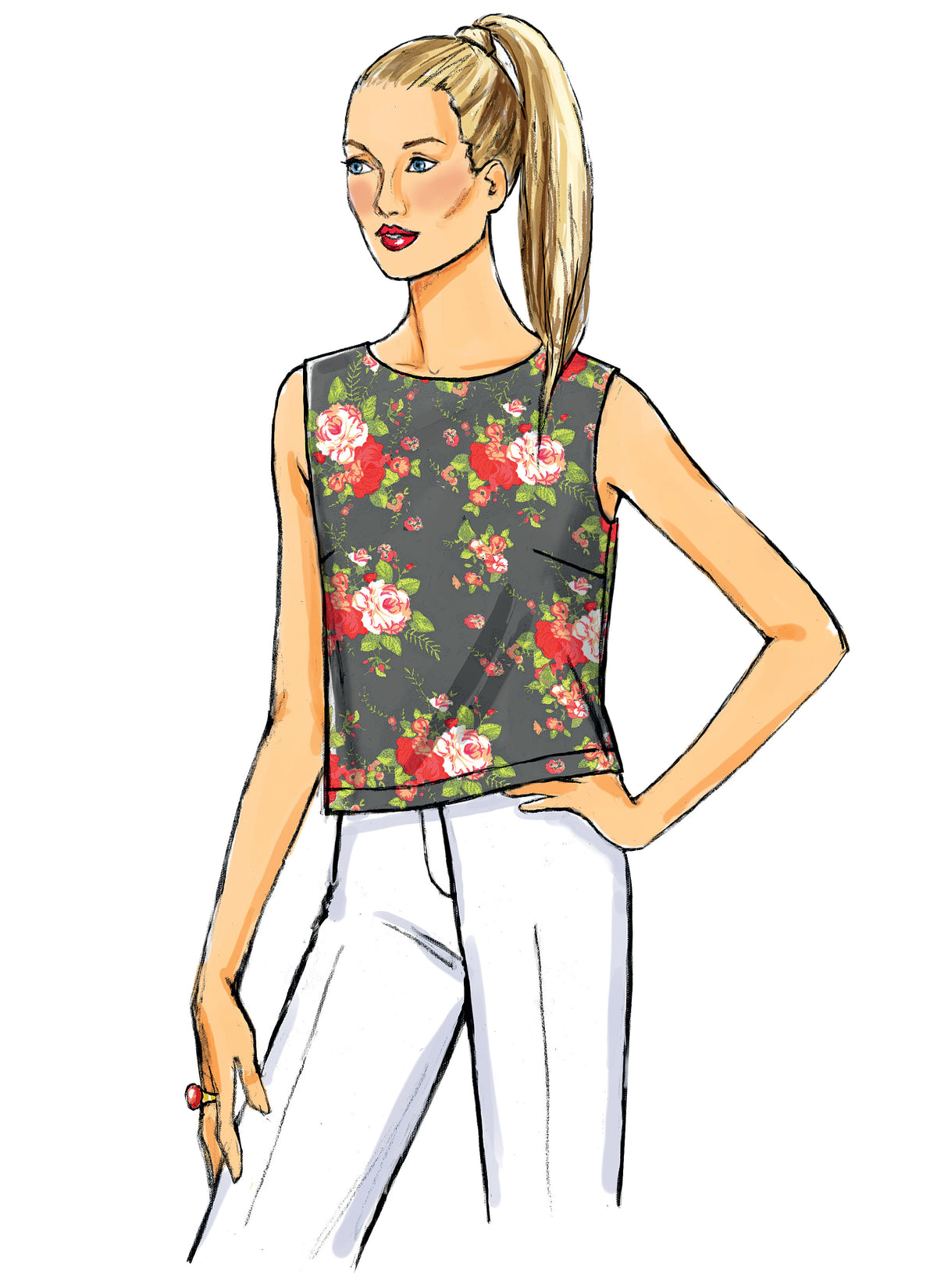 Butterick B6175 sewing pattern envelope showing pullover top designs