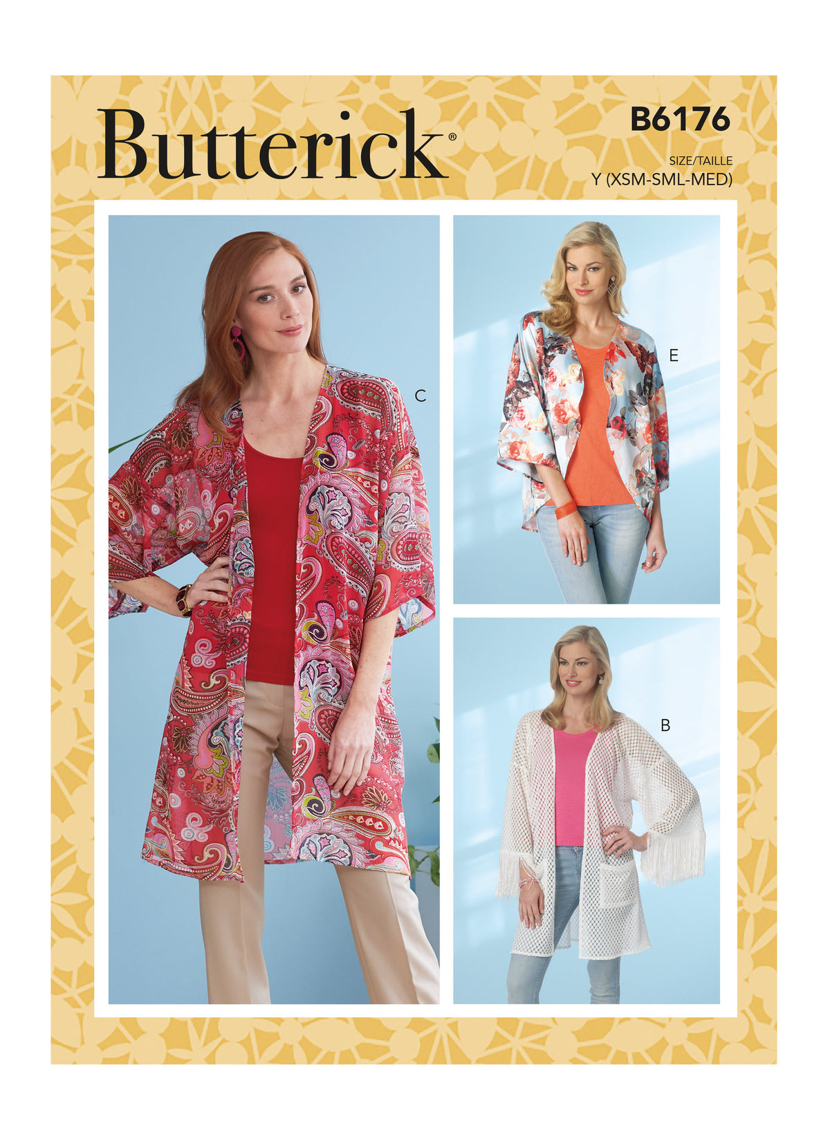 Butterick B6176 sewing pattern envelope showing kimono designs