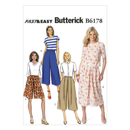 Butterick B6178 sewing pattern envelope showing culottes designs