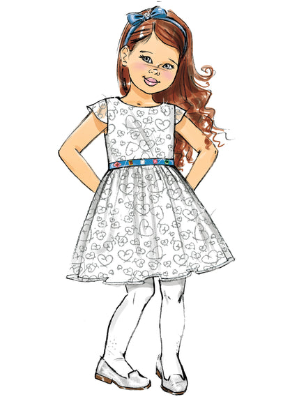 Butterick B6201 sewing pattern envelope showing girls' dress designs