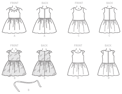 Butterick B6201 sewing pattern envelope showing girls' dress designs