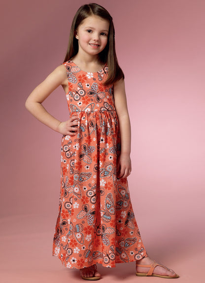 Butterick B6202 sewing pattern envelope showing girls' dress and culottes designs