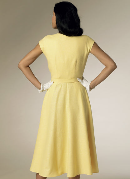 Butterick B6211 sewing pattern envelope showing women's front wrap dress designs